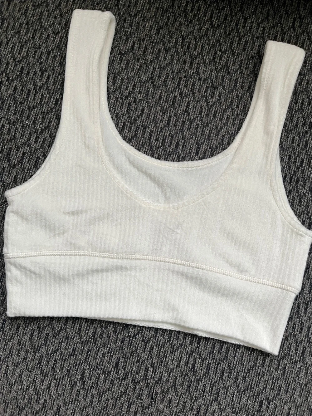 Altar'd State White Ribbed Scoop-Neck Cropped Tank